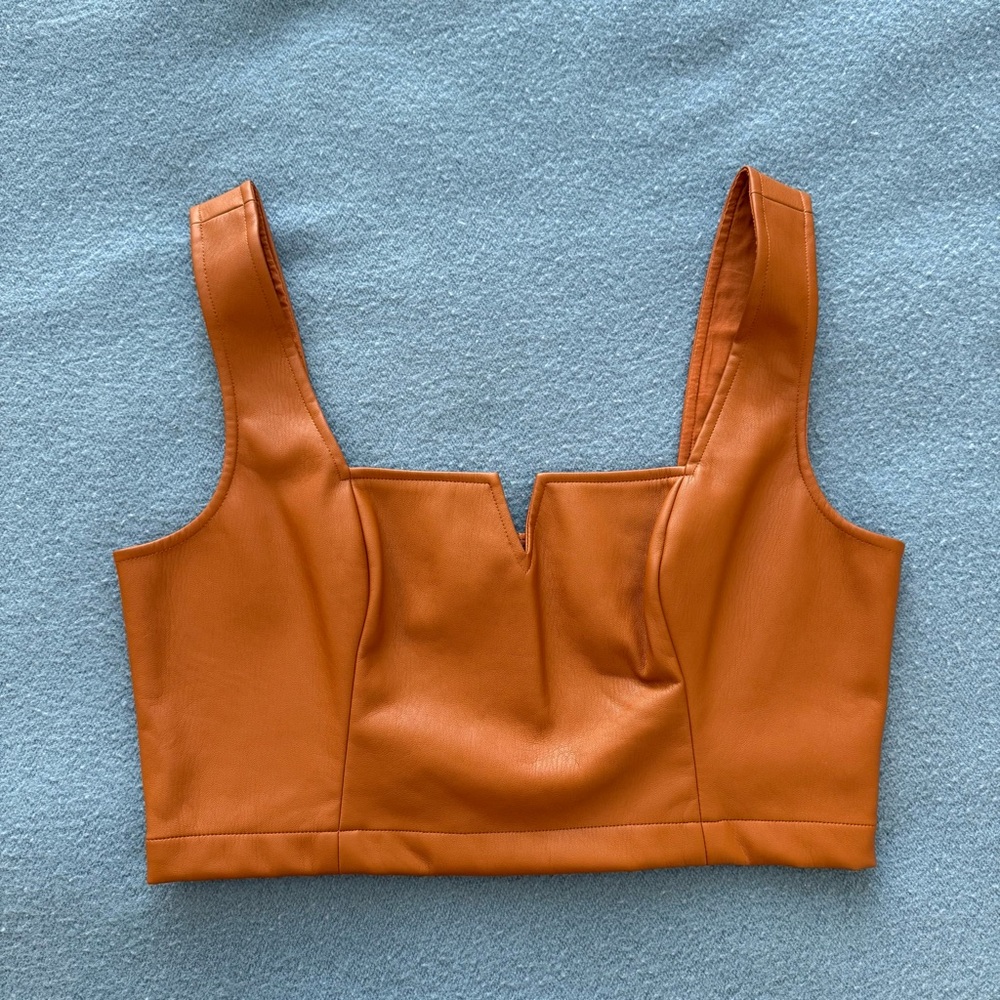 Maeve Brown Faux Leather Corset Style Tank Size US 12